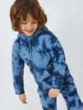 John Lewis Kids' Tie Dye Zip Up Hoodie, Blue, Blue