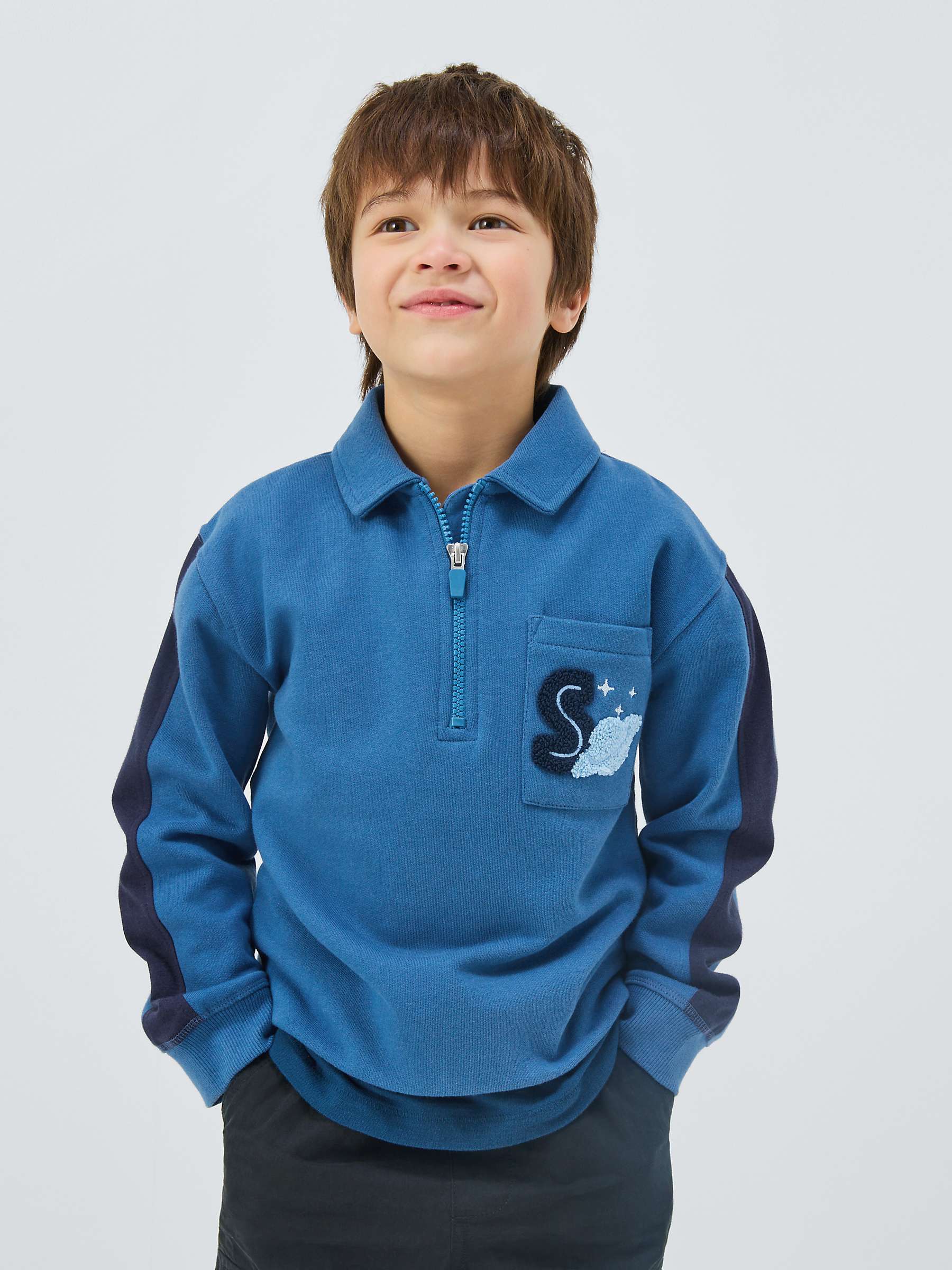 Buy John Lewis Kids' Space 1/4 Zip Sweatshirt, Blue Online at johnlewis.com