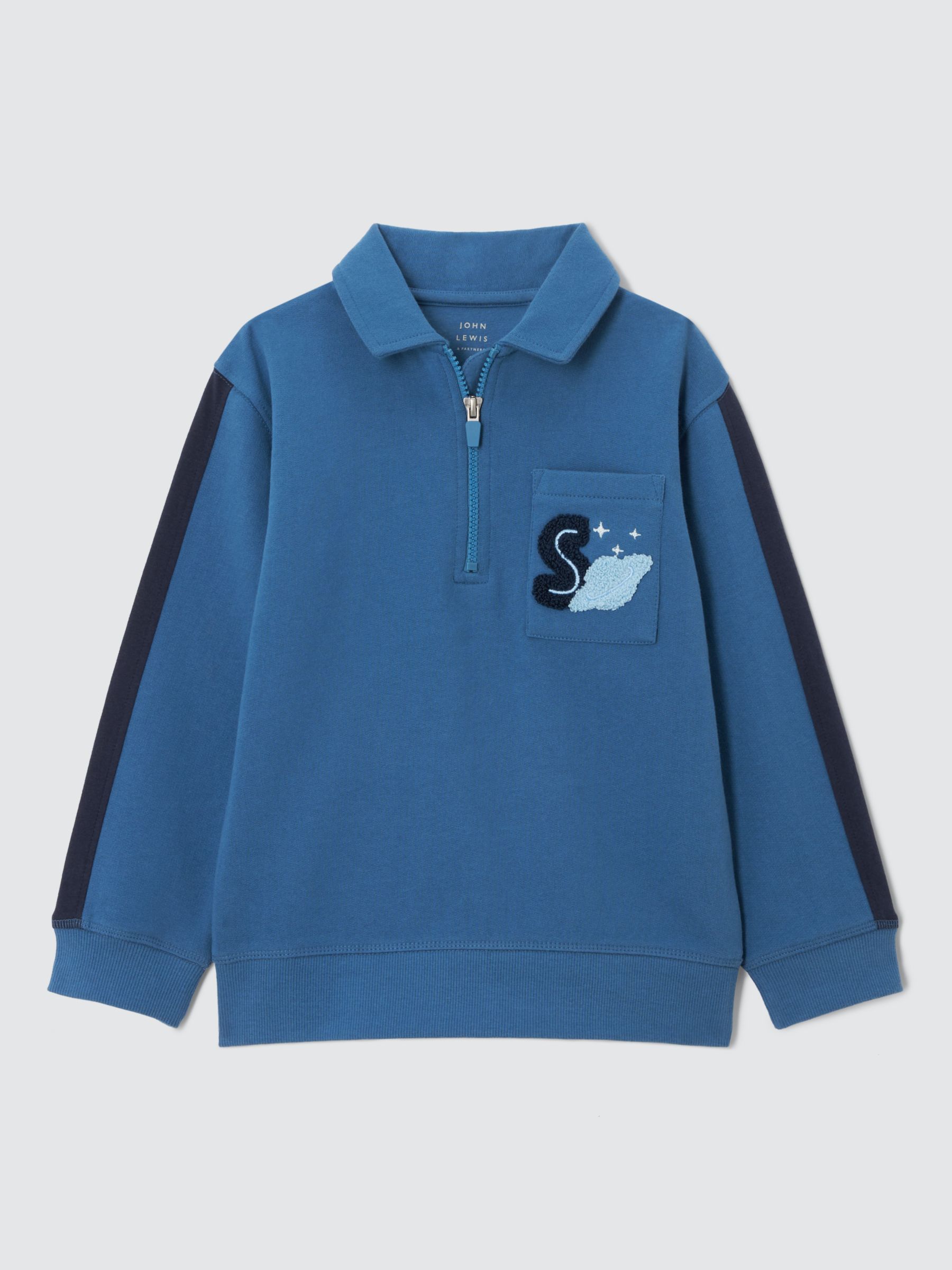 John Lewis Kids' Space 1/4 Zip Sweatshirt, Blue, 10 years