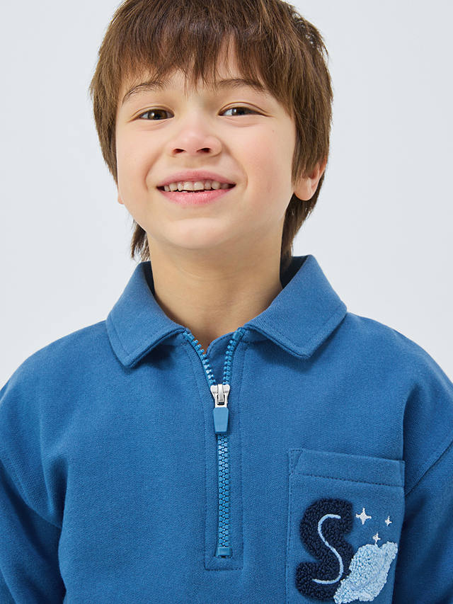 John Lewis Kids' Space 1/4 Zip Sweatshirt, Blue