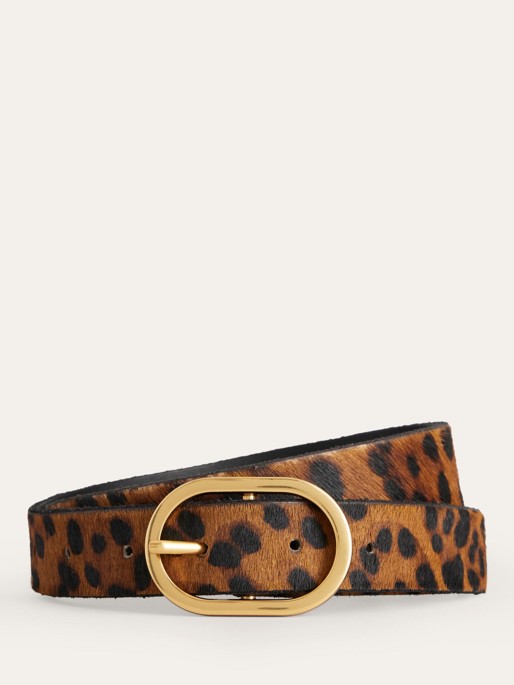 Boden Classic Leopard Print Leather Belt, Multi at John Lewis & Partners
