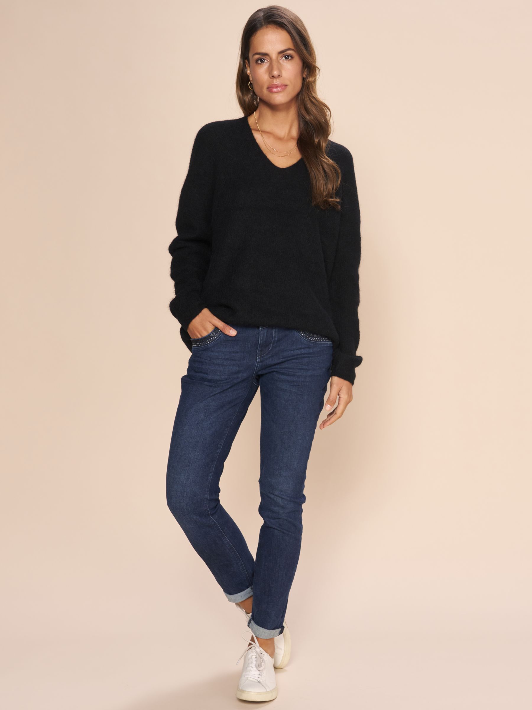 MOS MOSH Naomi Nola Mid Rise Regular Jeans, Dark Blue, 25R