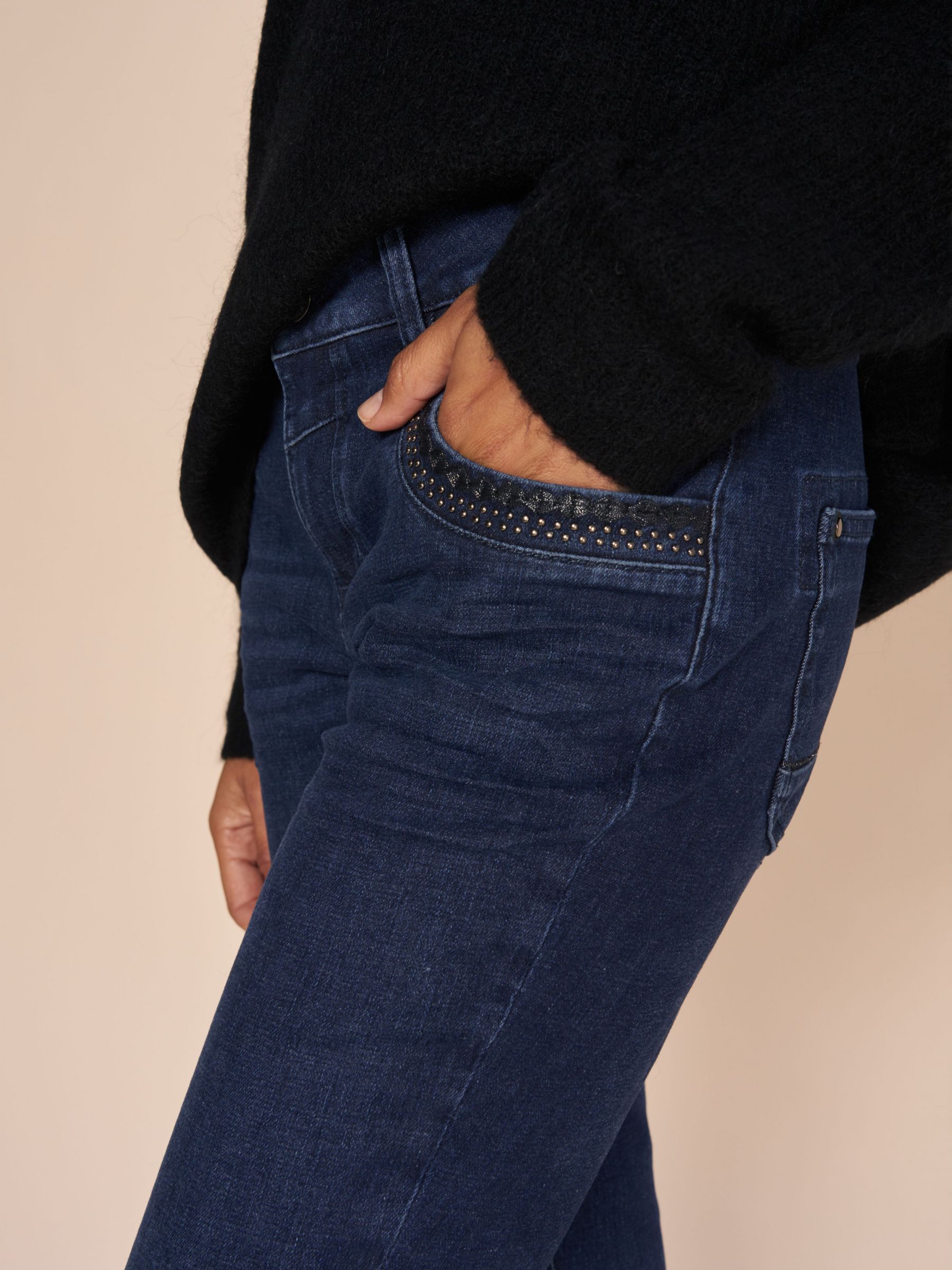 MOS MOSH Naomi Nola Mid Rise Regular Jeans, Dark Blue, 25R