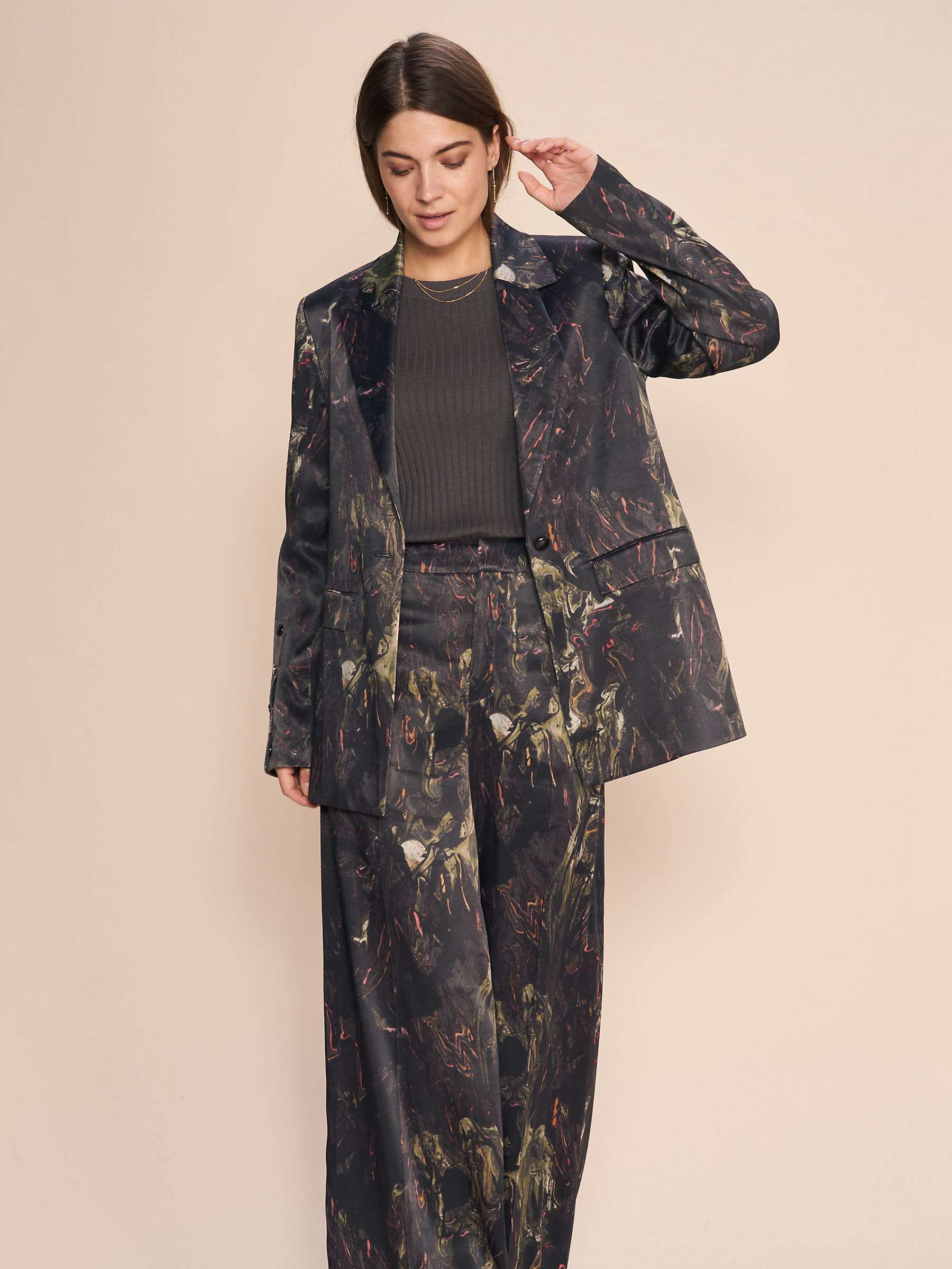 Buy MOS MOSH Jules Abstract Print Wide Leg Trousers, Black/Multi Online at johnlewis.com