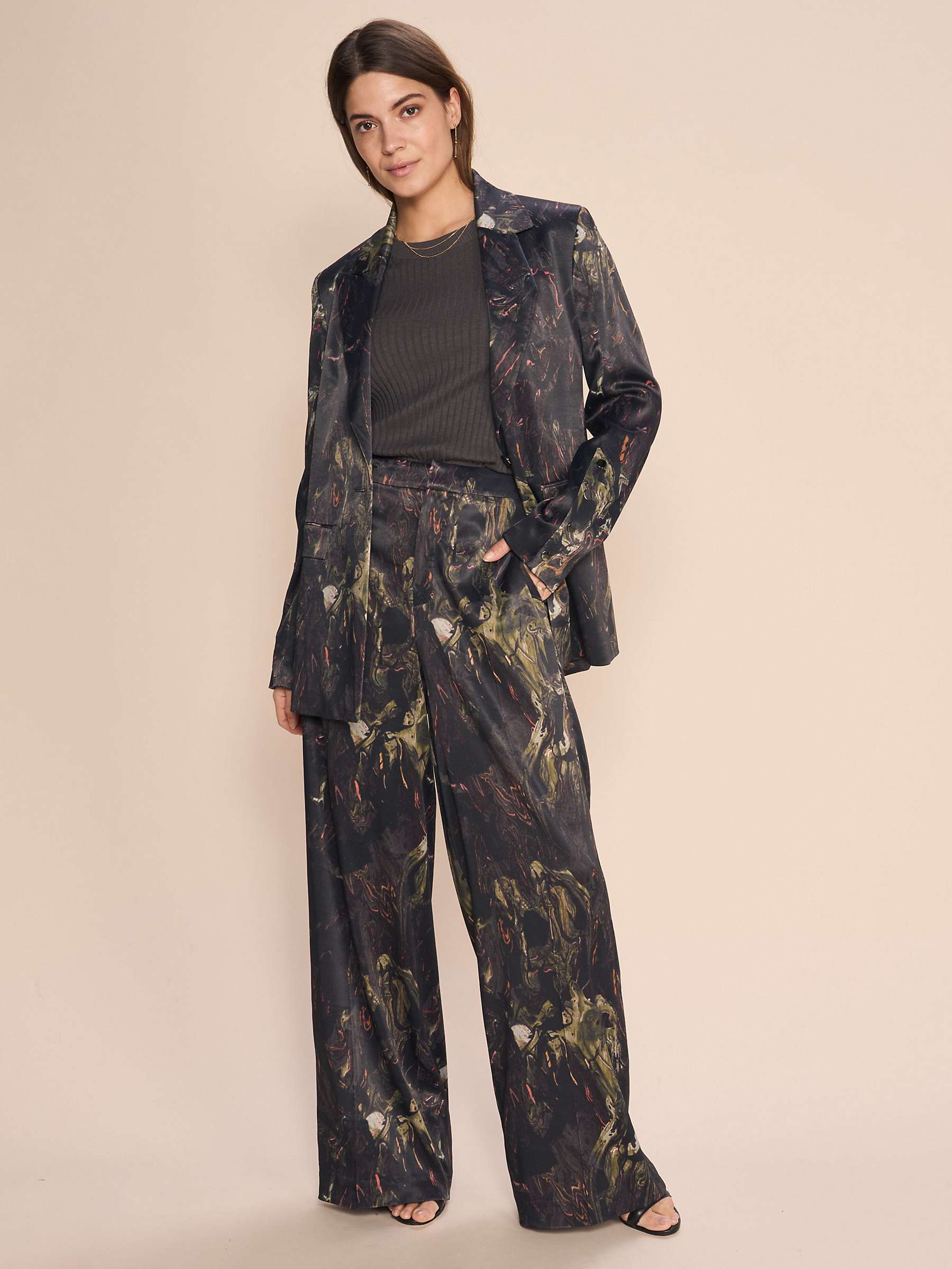 Buy MOS MOSH Jules Abstract Print Wide Leg Trousers, Black/Multi Online at johnlewis.com