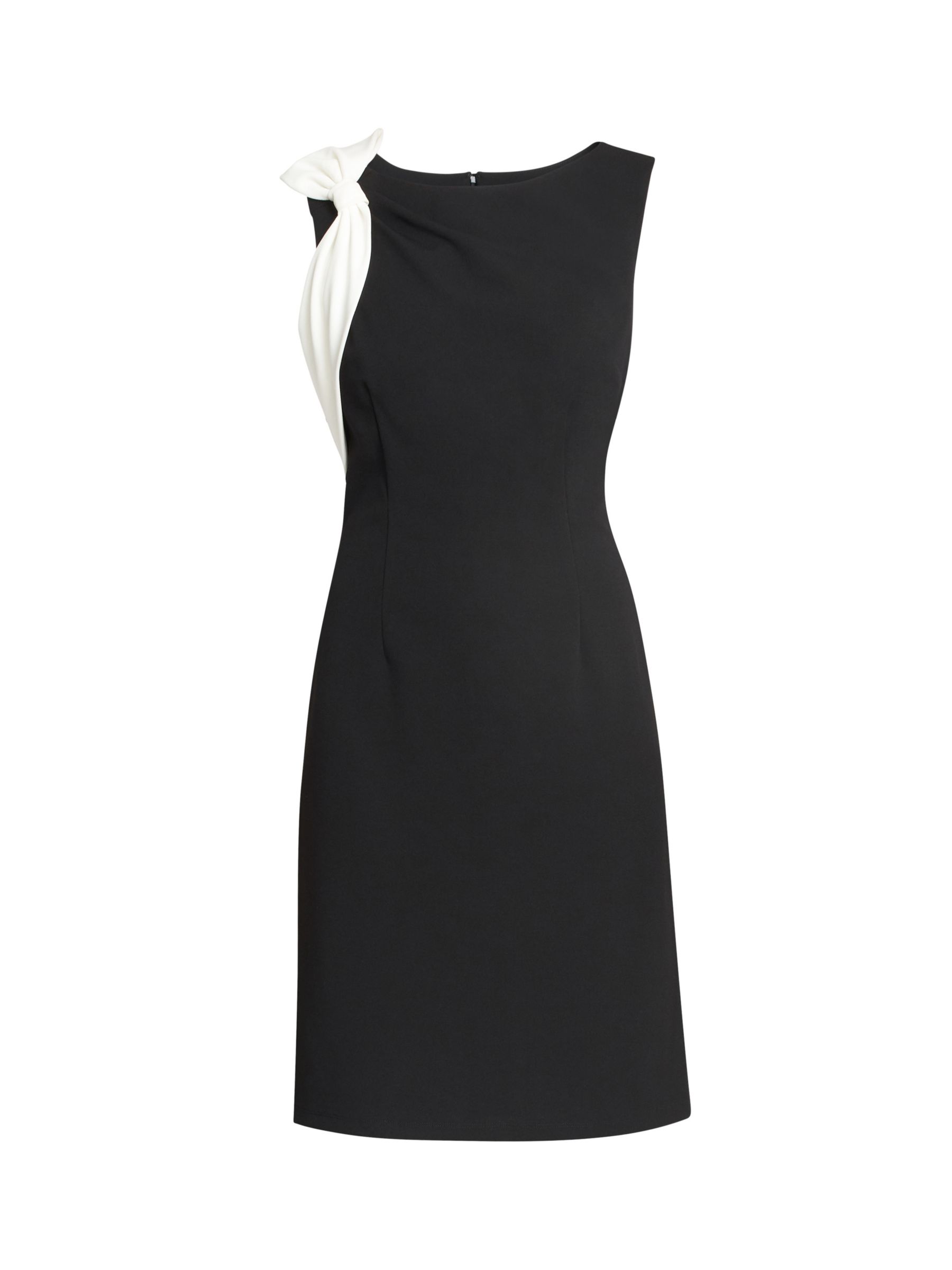 Gina Bacconi Jaya Contrast Bow Shift Dress, Black/Ivory, 12