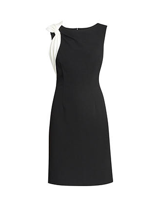 Gina Bacconi Jaya Contrast Bow Shift Dress, Black/Ivory