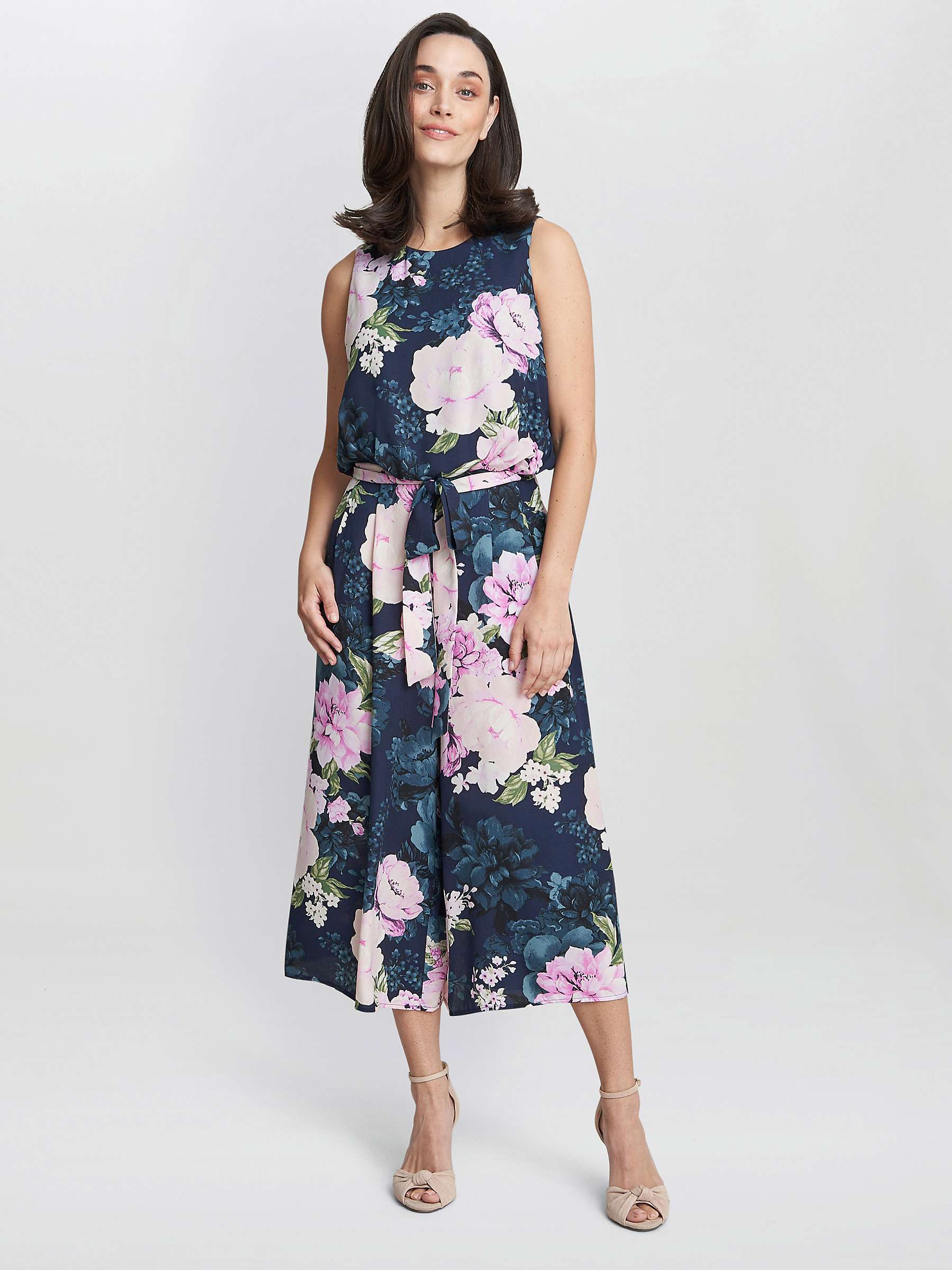 Buy Gina Bacconi Hope Floral Cropped Jumpsuit, Navy/Multi Online at johnlewis.com