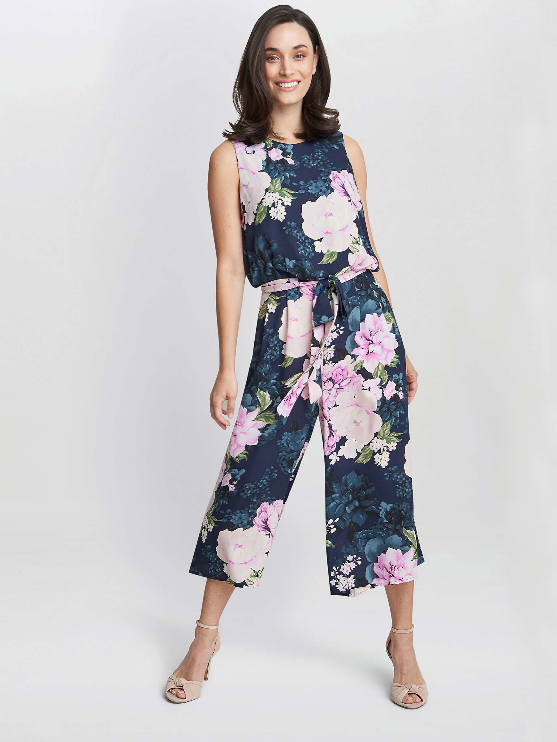 Buy Gina Bacconi Hope Floral Cropped Jumpsuit, Navy/Multi Online at johnlewis.com
