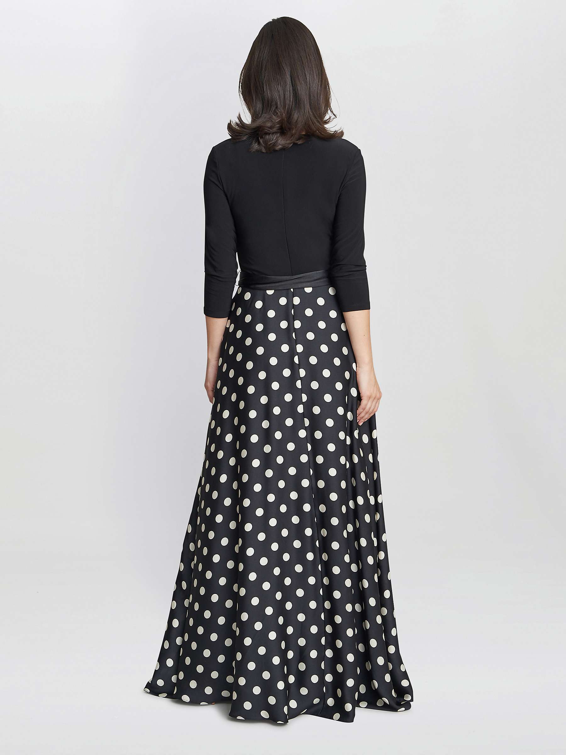 Buy Gina Bacconi Christina Spot Print Satin And Jersey Dress, Black/White Online at johnlewis.com