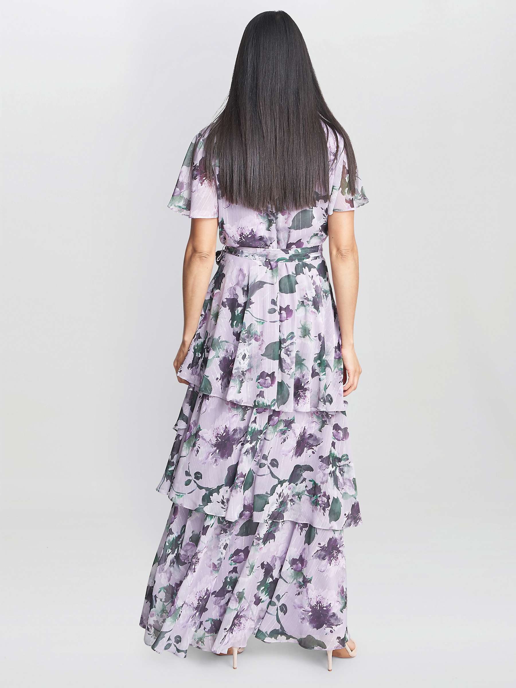 Buy Gina Bacconi Ruby Floral Tiered Maxi Dress, Mauve Online at johnlewis.com