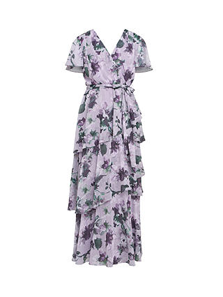 Gina Bacconi Ruby Floral Tiered Maxi Dress, Mauve