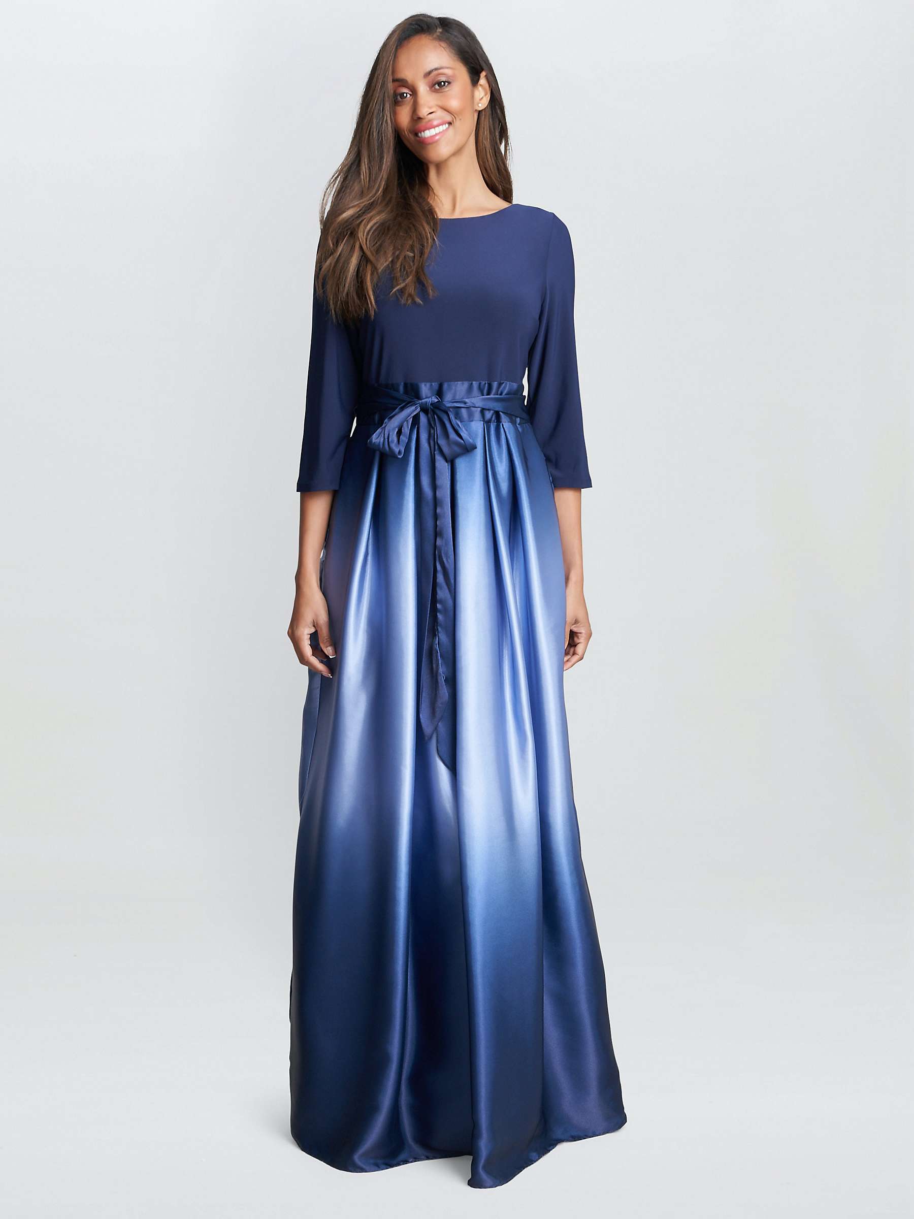 Buy Gina Bacconi Ingrid V-Neck Back Ombre Satin Maxi Dress, Navy Online at johnlewis.com