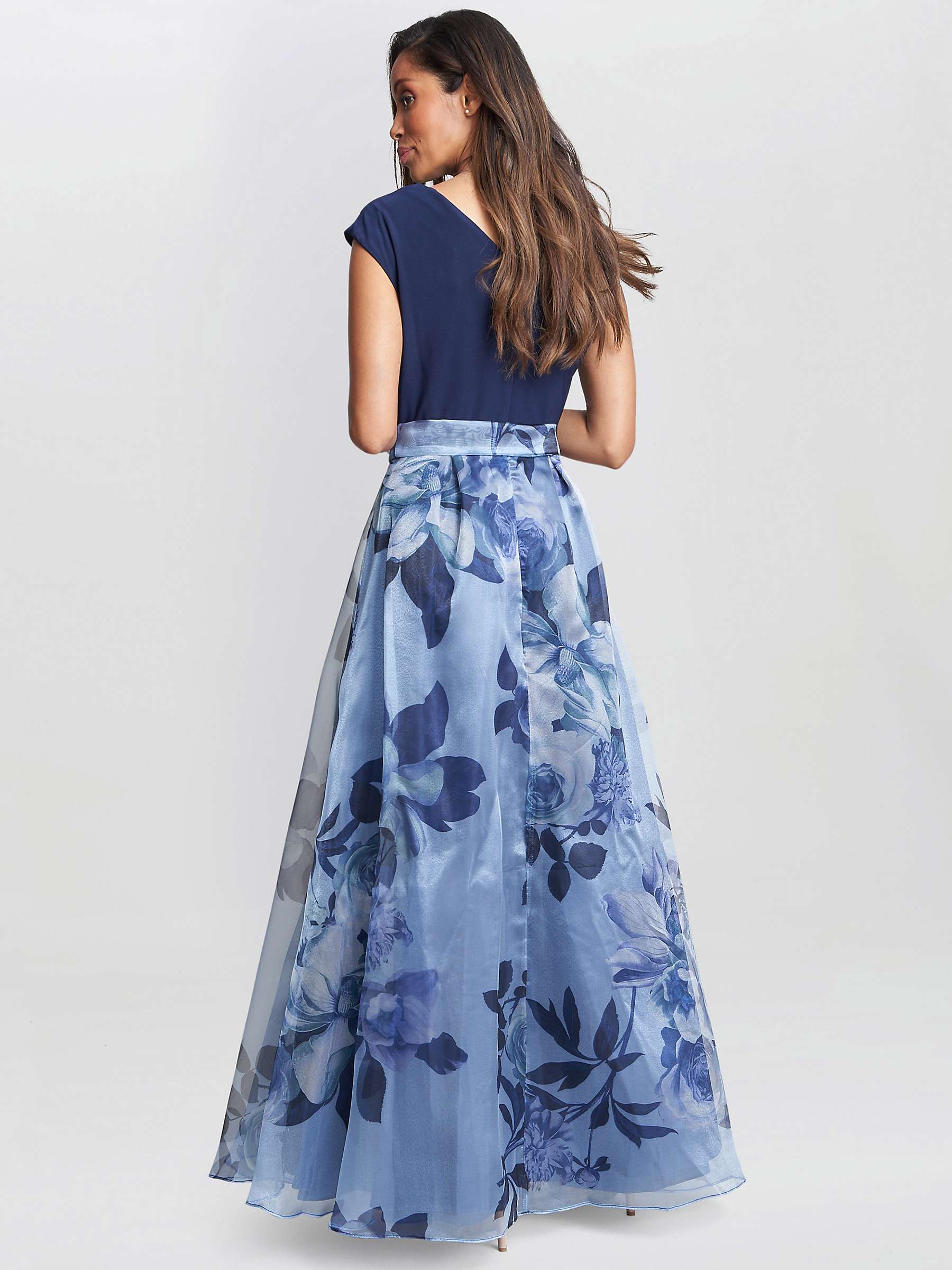 Buy Gina Bacconi Grace Maxi Printed Dress With Jersey Bodice Belt, Navy/Multi Online at johnlewis.com