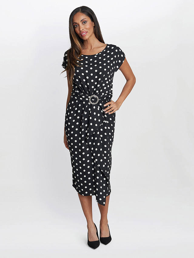 Gina Bacconi Jemima Spot Print Dress, Black/White