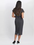 Gina Bacconi Jemima Spot Print Dress, Black/White, Black/White