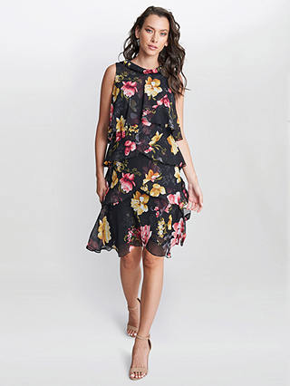Gina Bacconi Candy Floral Tiered Dress