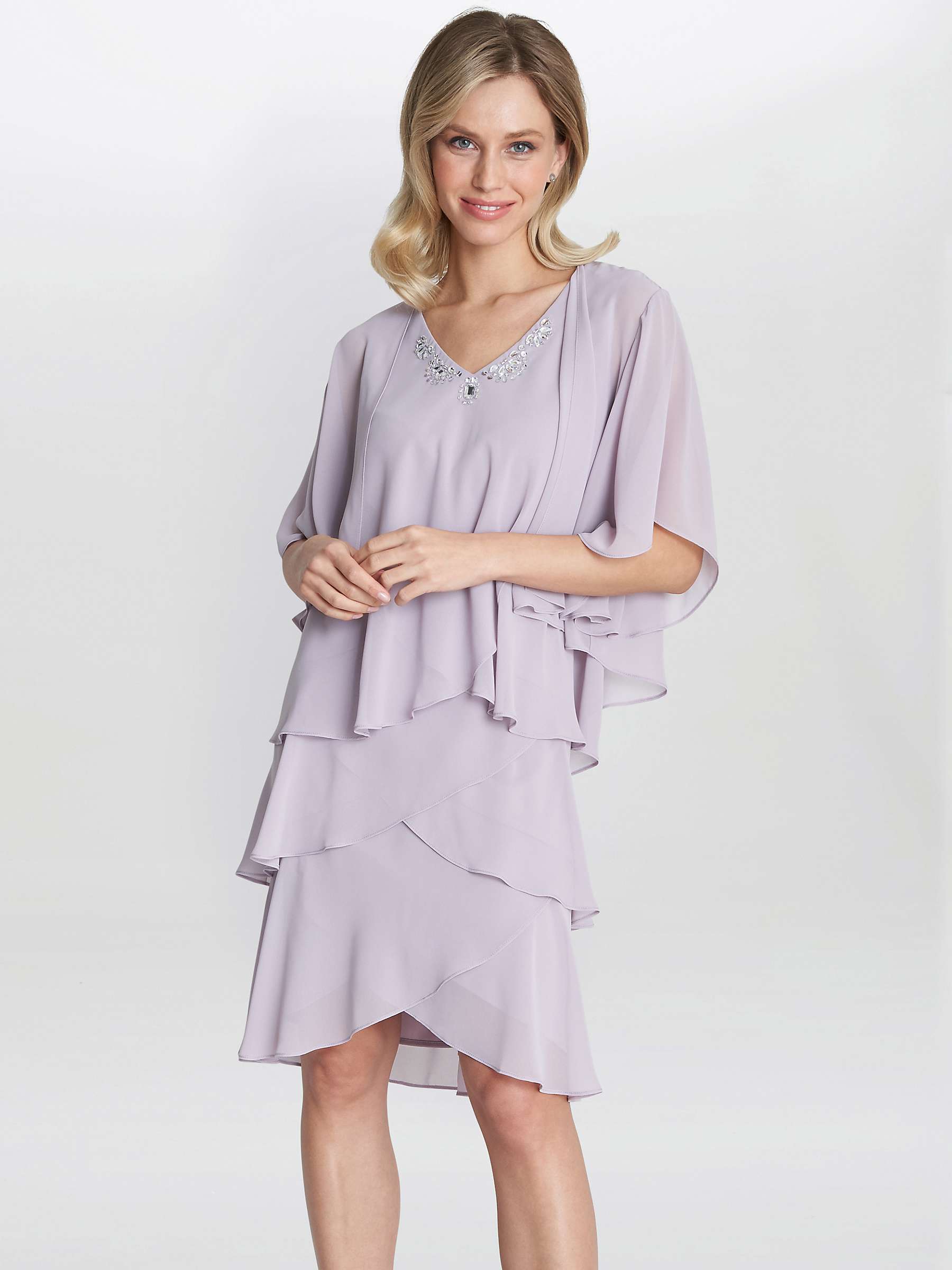 Buy Gina Bacconi Dawn Tiered Dress And Jacket, Lavender Online at johnlewis.com