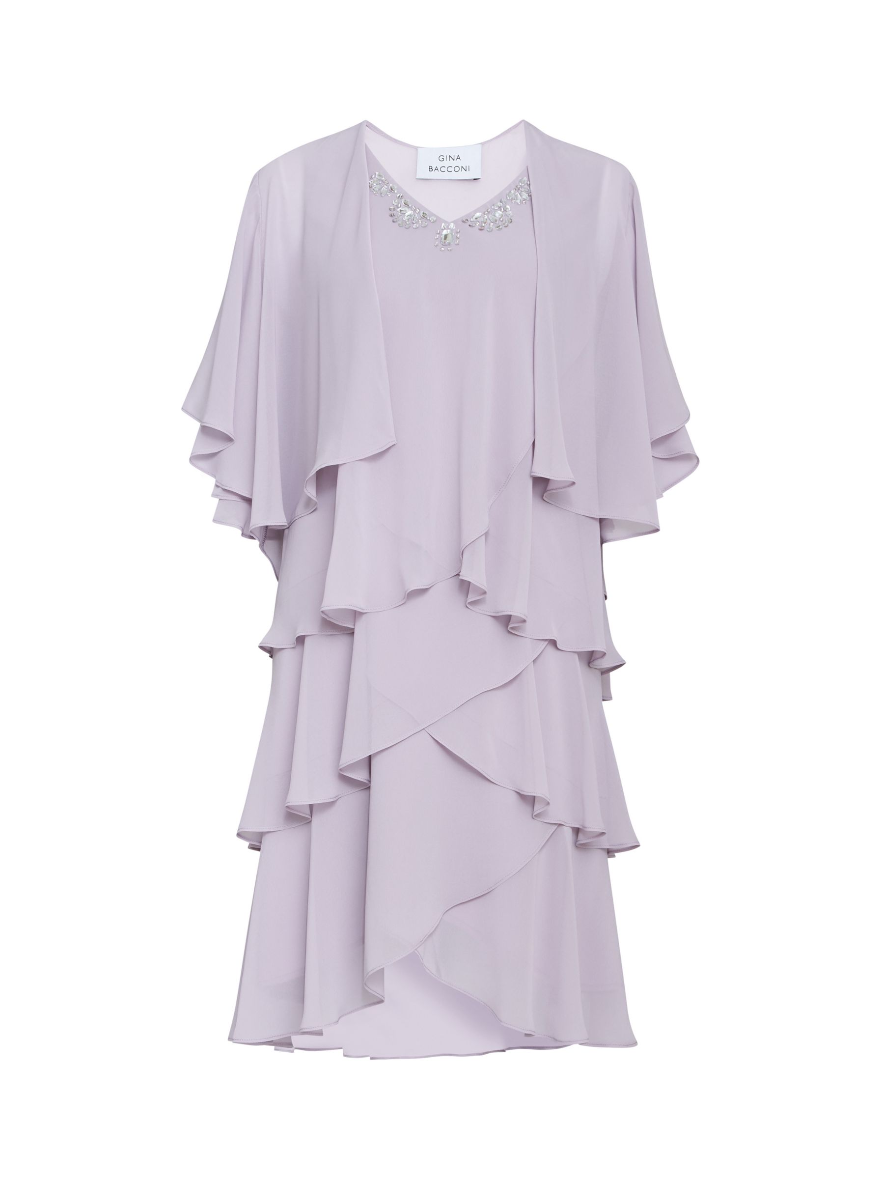Gina Bacconi Dawn Tiered Dress And Jacket, Lavender, 10