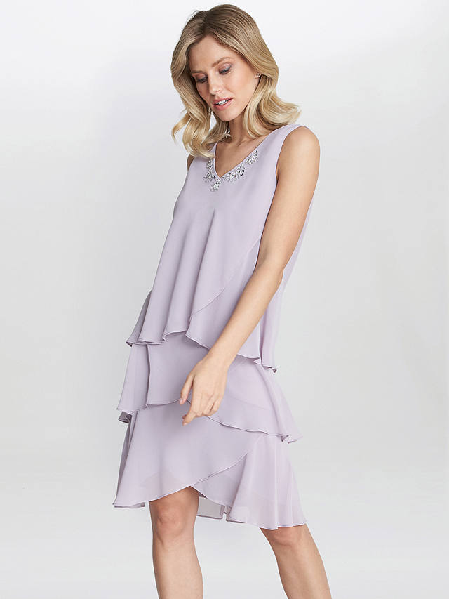Gina Bacconi Dawn Tiered Dress And Jacket, Lavender