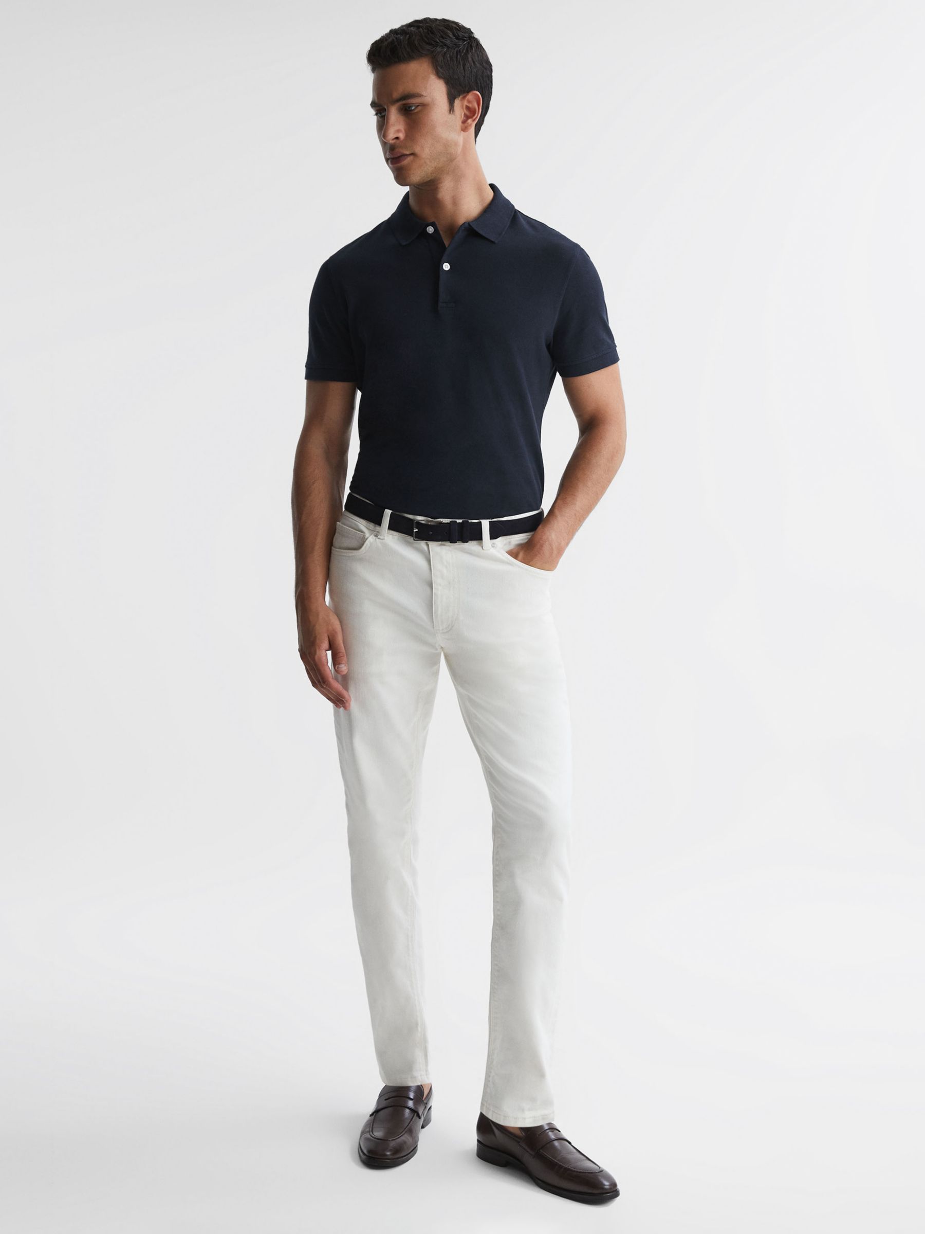 Reiss Puro Short Sleeve Polo Shirt, Navy at John Lewis & Partners