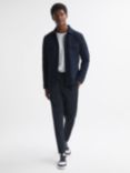 Reiss Heron Textured Tapered Trousers, Navy