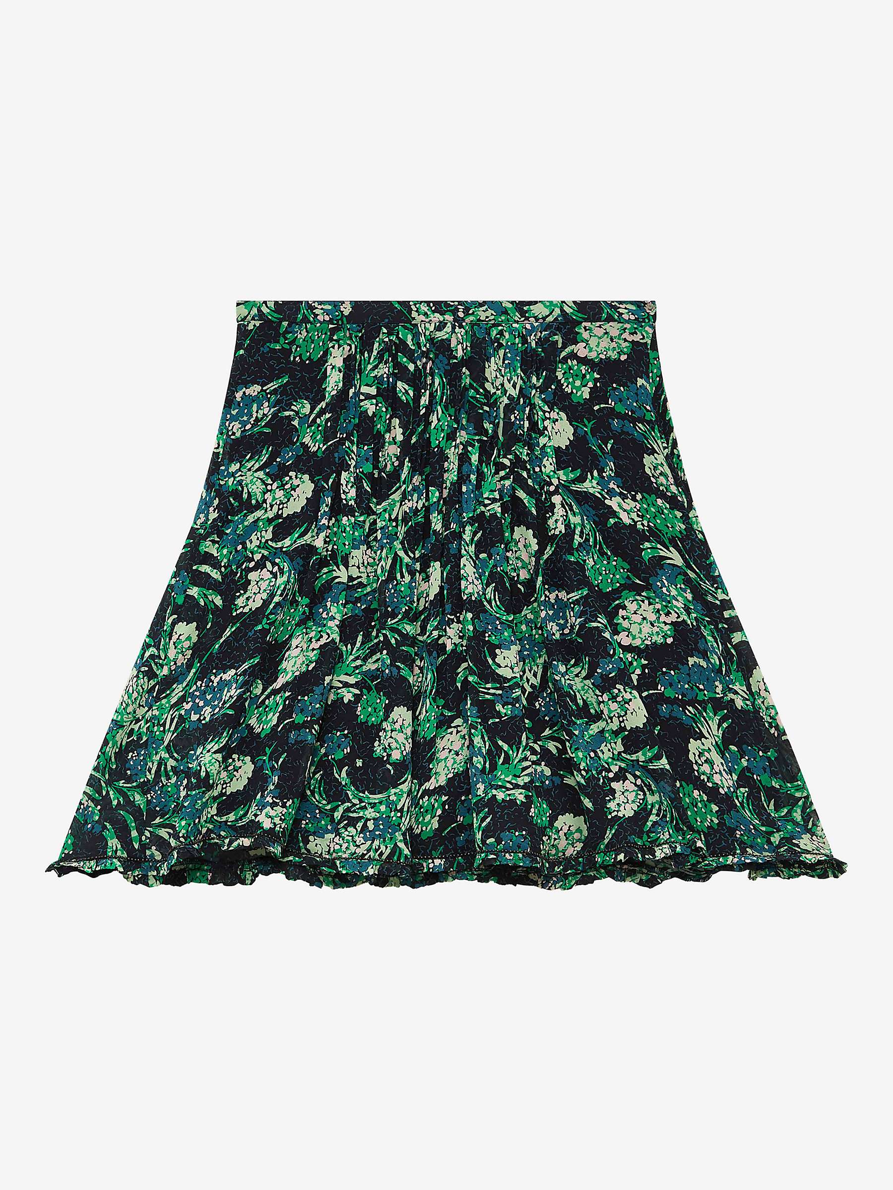 Buy Brora Firework Silk Mini Skirt, Black/Emerald Online at johnlewis.com