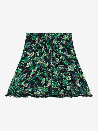 Brora Firework Silk Mini Skirt, Black/Emerald
