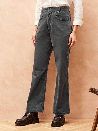 Brora Corduroy High Waisted Trousers, Mercury