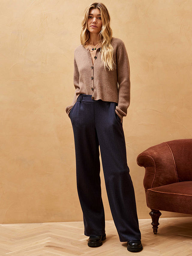 Brora Pull On Textured Weave Trousers, Midnight