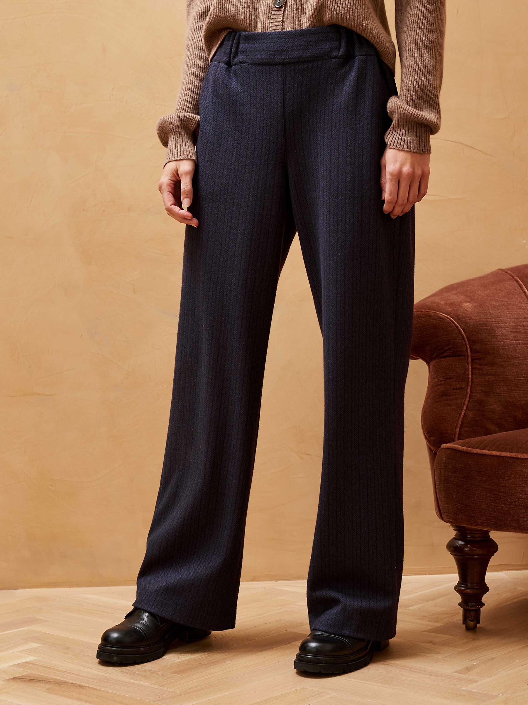 Buy Brora Pull On Textured Weave Trousers, Midnight Online at johnlewis.com