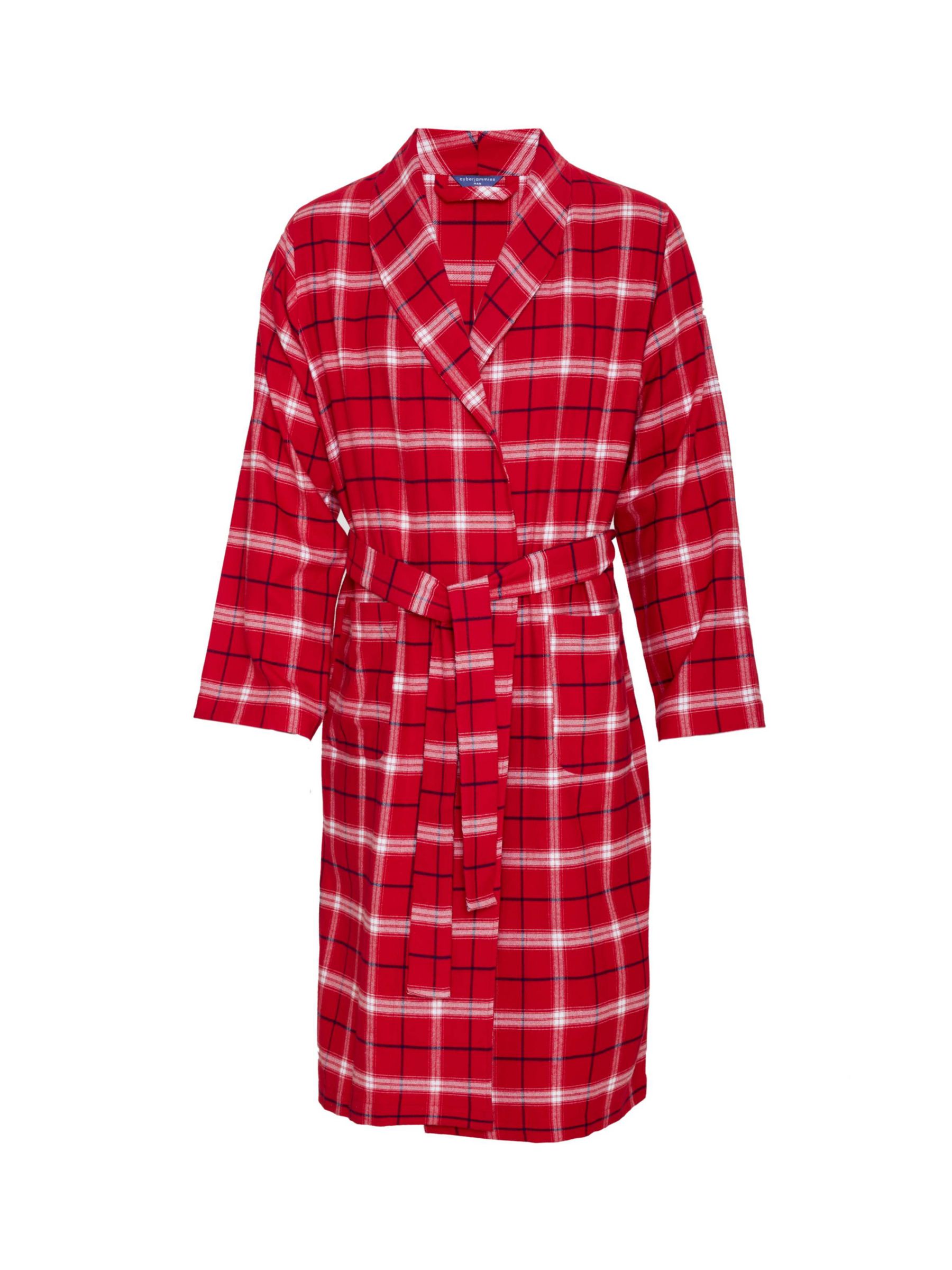 Buy Cyberjammies Noel Check Long Dressing Gown, Red/White Online at johnlewis.com