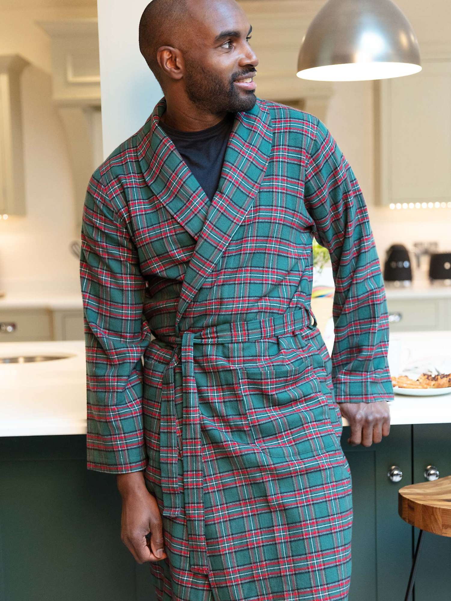 Buy Cyberjammies Whistler Check Long Dressing Gown, Dark Green/Red Online at johnlewis.com