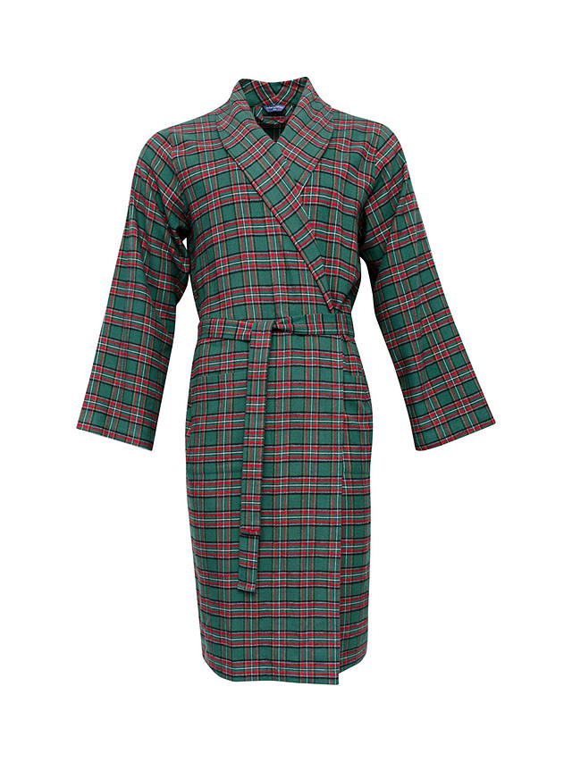 Cyberjammies Whistler Check Long Dressing Gown, Dark Green/Red