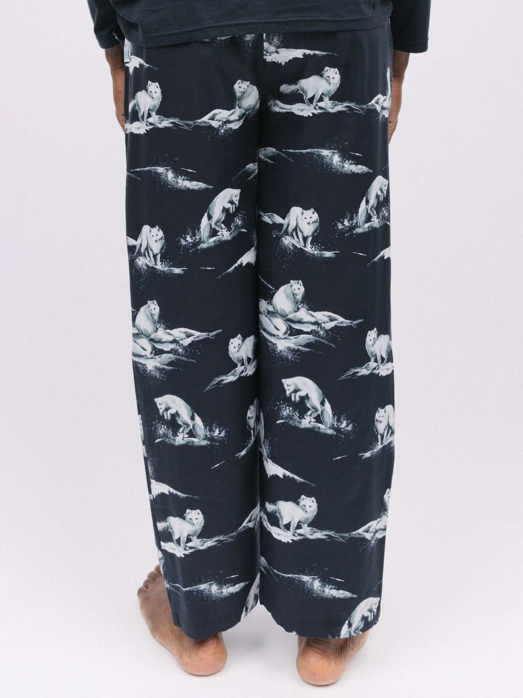 Buy Cyberjammies Atlas Arctic Fox Print Pyjama Bottoms, Charcoal Online at johnlewis.com