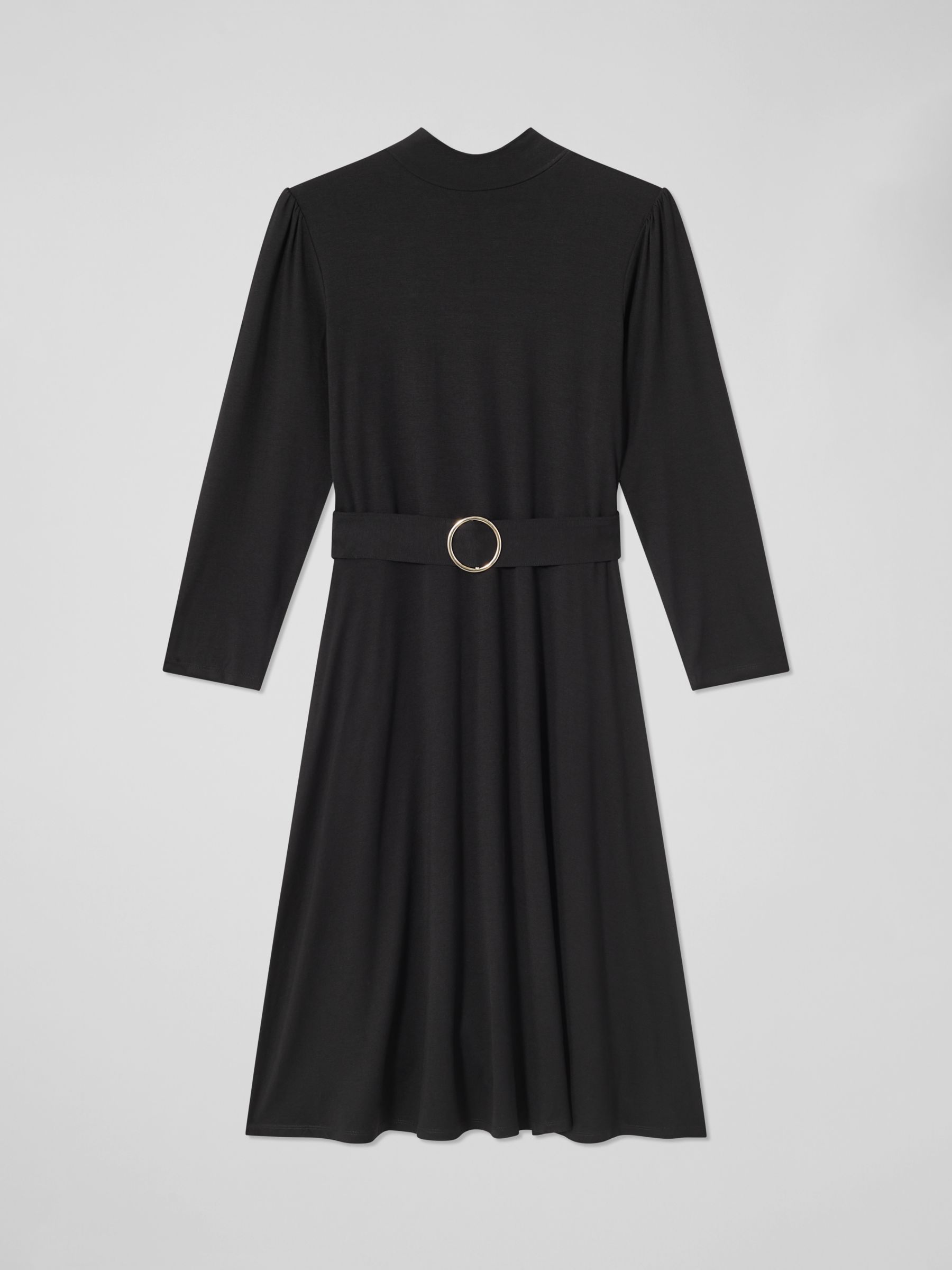 L.K.Bennett Florrie High Neck Belted Dress, Black at John Lewis & Partners
