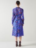 L.K.Bennett Louise Archive Naive Floral Print Midi Dress, Blue/Multi