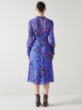 L.K.Bennett Louise Archive Naive Floral Print Midi Dress, Blue/Multi, Blue/Multi