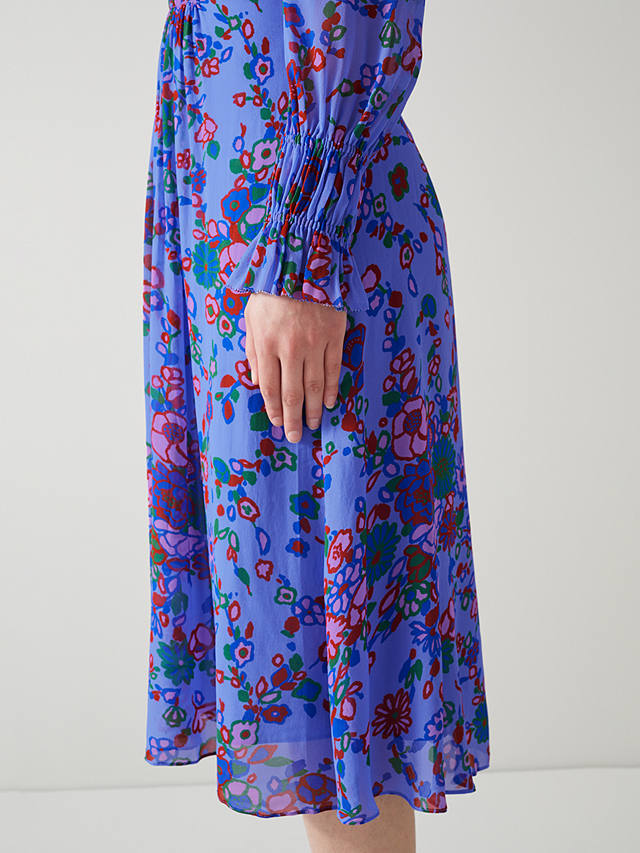 L.K.Bennett Louise Archive Naive Floral Print Midi Dress, Blue/Multi