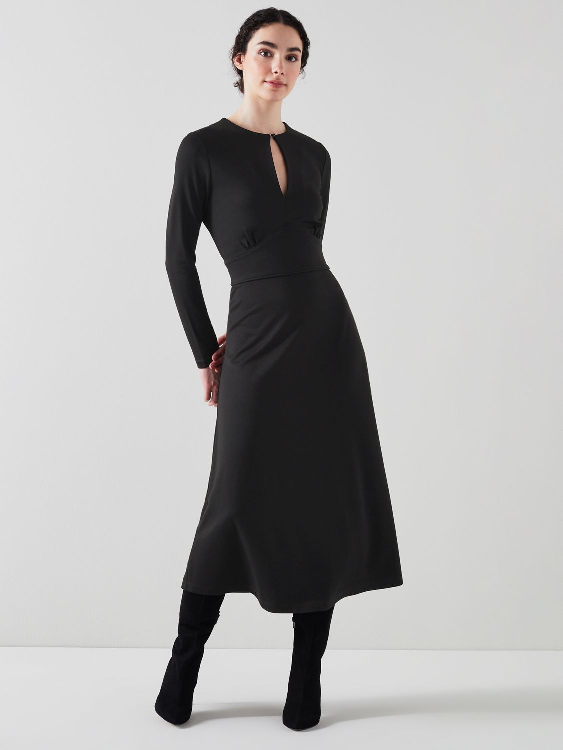 L.K.Bennett Sera Viscose Mix Dress Black at John Lewis Partners