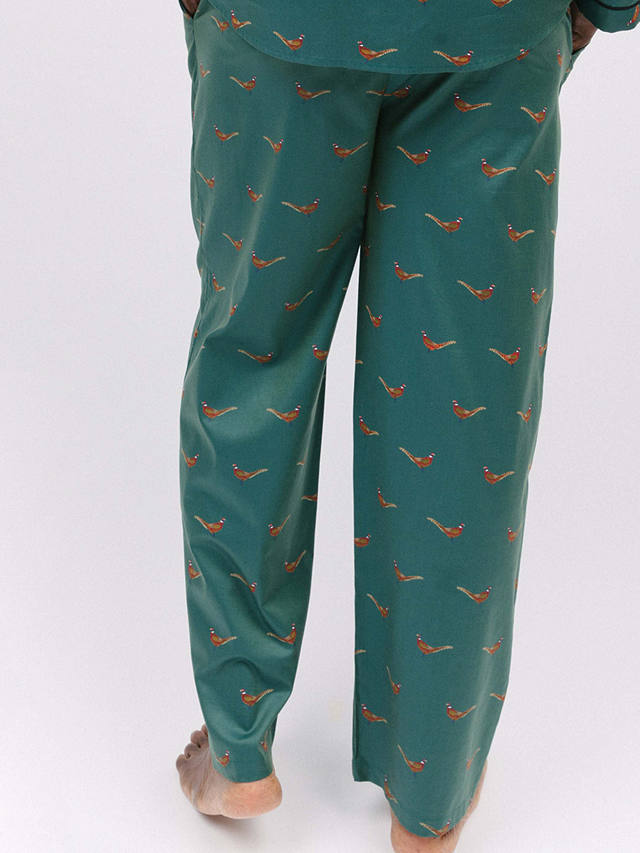 Cyberjammies Whistler Pheasant Print Pyjama Bottoms, Dark Green