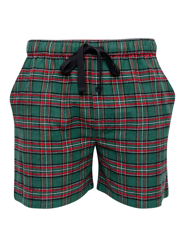 Cyberjammies Whistler Check Pyjama Shorts, Dark Green/Red