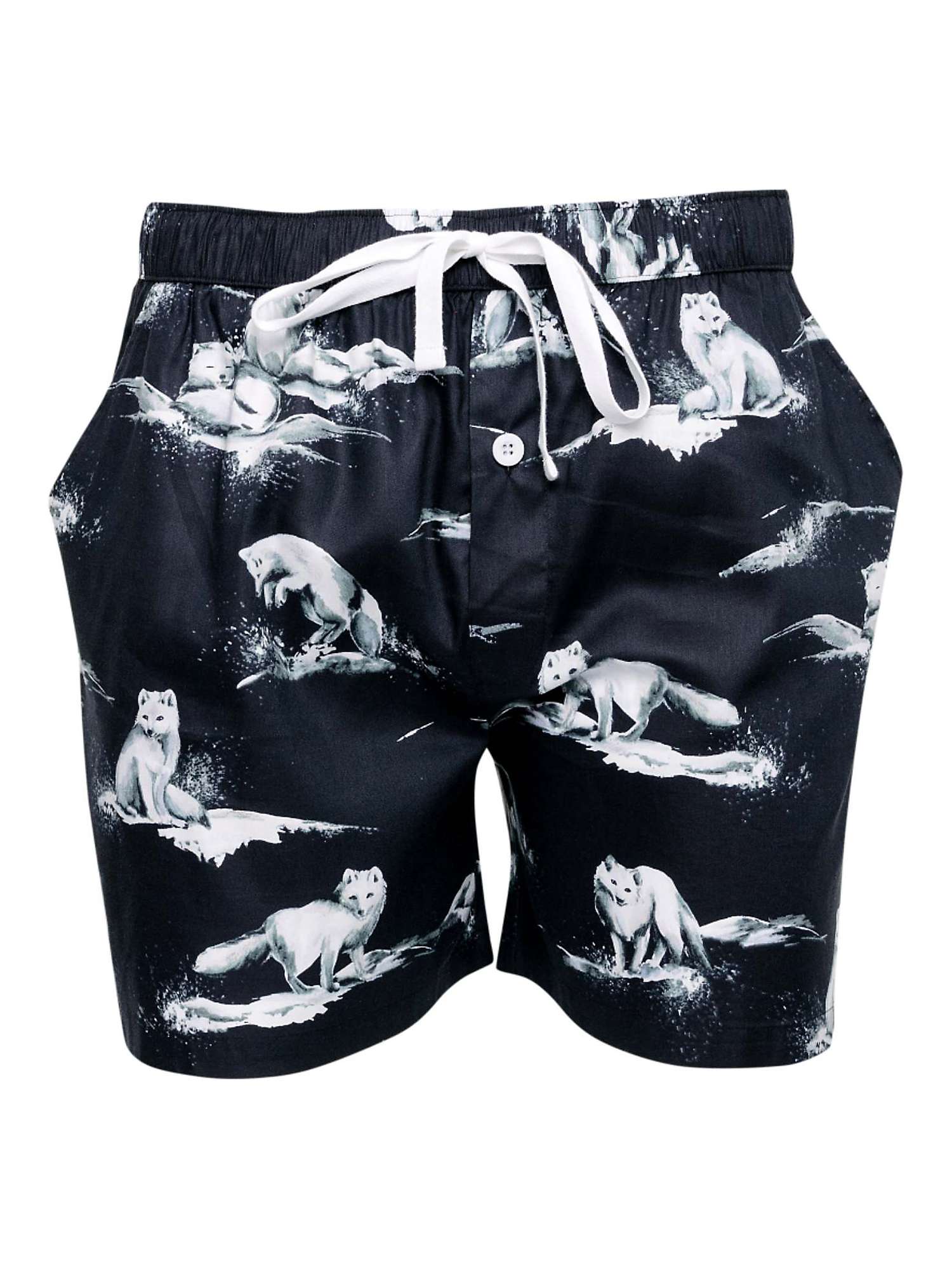 Buy Cyberjammies Atlas Arctic Fox Print Pyjama Shorts, Charcoal Online at johnlewis.com