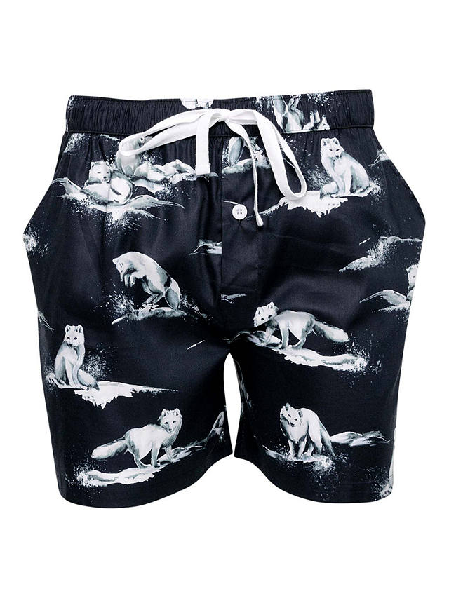 Cyberjammies Atlas Arctic Fox Print Pyjama Shorts, Charcoal