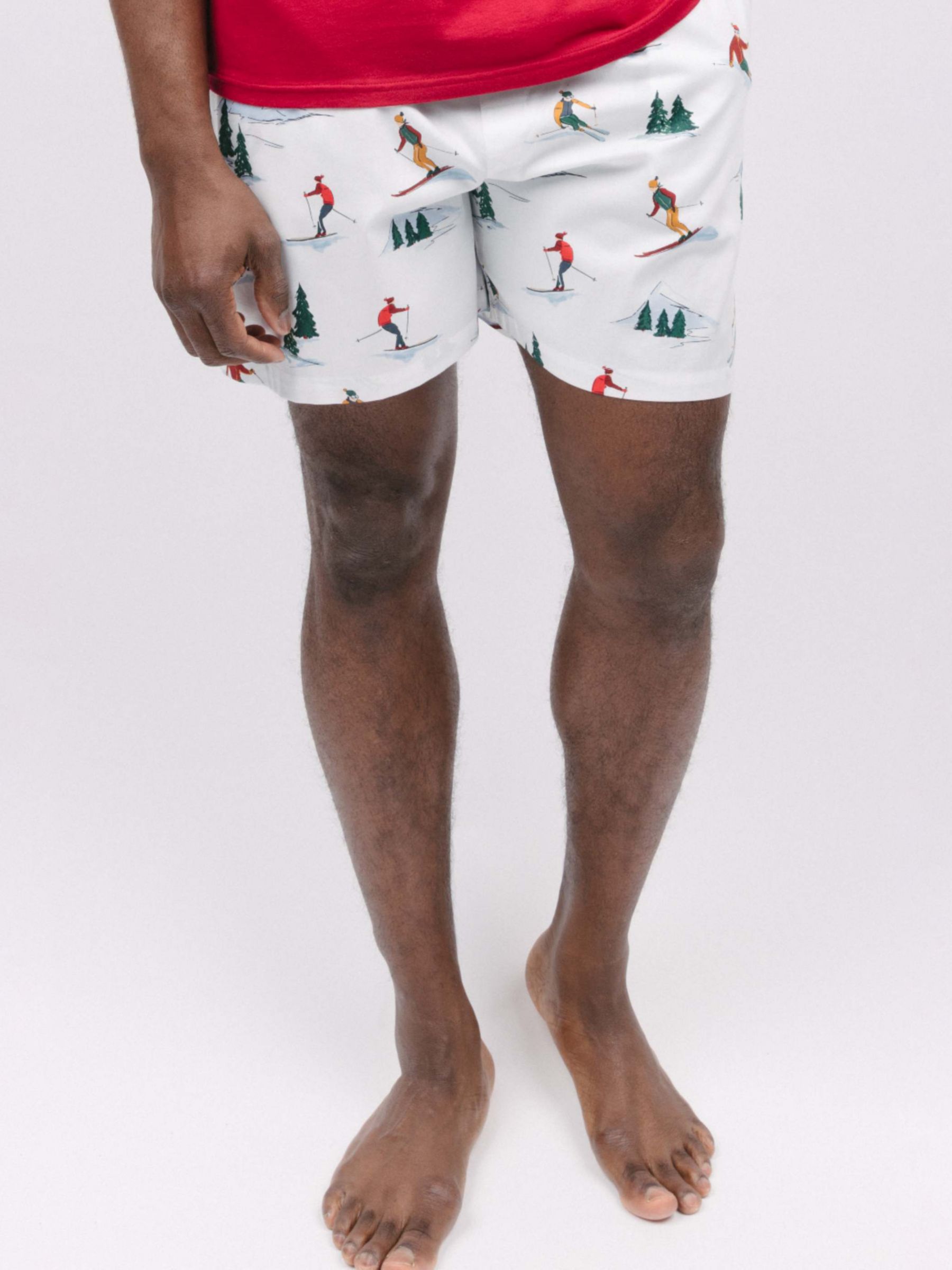 Cyberjammies Whistler Ski Print Pyjama Shorts, White/Multi at John Lewis &  Partners