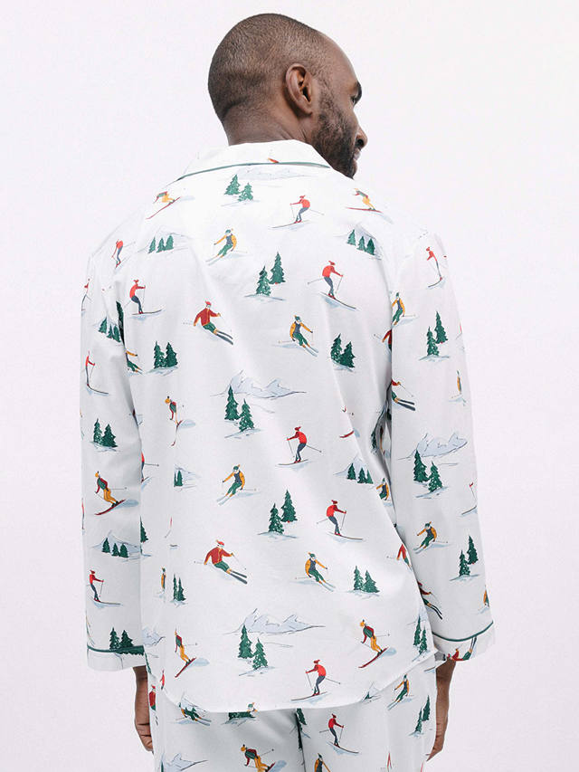 Cyberjammies Whistler Ski Print Long Sleeve Pyjama Top, White/Multi