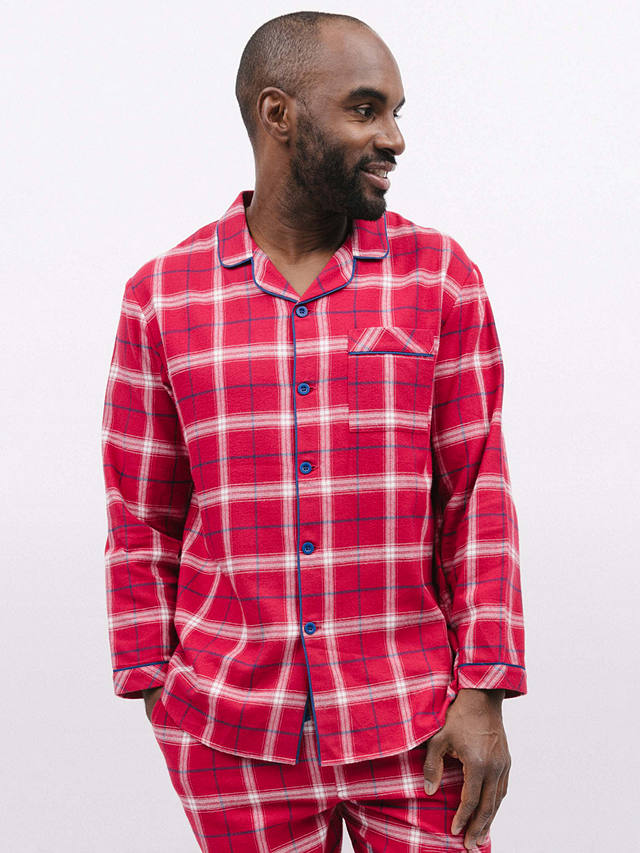 Cyberjammies Noel Check Long Sleeve Pyjama Top, Red/White