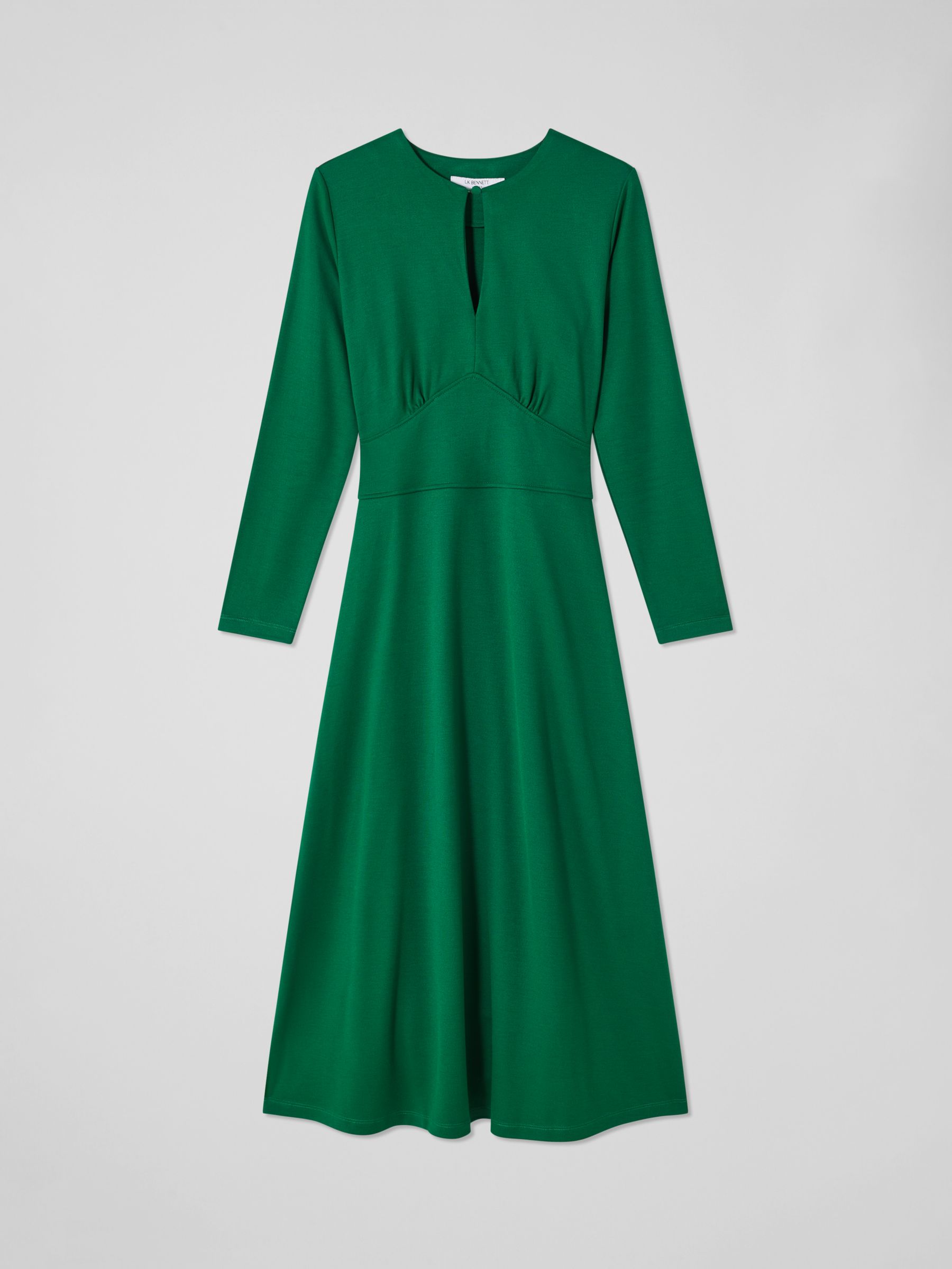 L.K.Bennett Sera Viscose Mix Dress, Dark Green at John Lewis & Partners