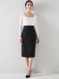 L.K.Bennett Folly Crepe Pencil Skirt, Black, Black