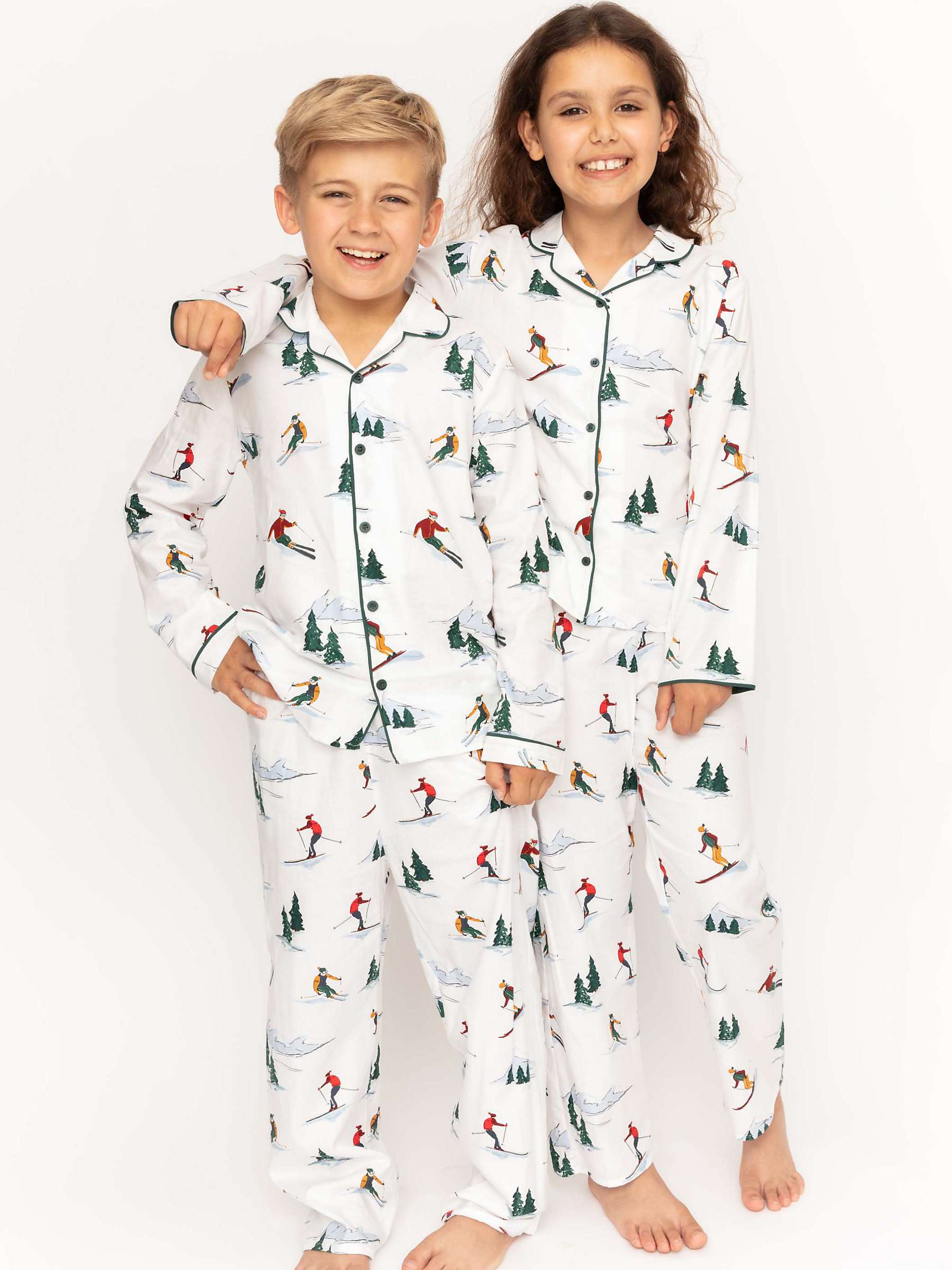 Buy Cyberjammies Whistler White Ski Print Unisex Pyjama Set, White Online at johnlewis.com